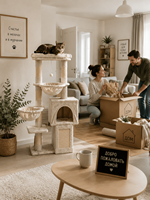 Arbre à chat multi-niveaux de luxe avec poteaux à gratter, condo pour chat, meubles d'intérieur pour animaux de compagnie