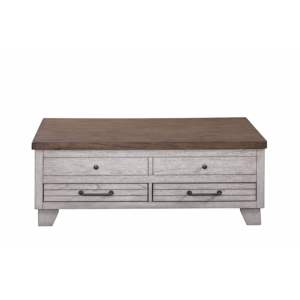 Table basse de cocktail à dessus élévateur blanc DB Bear avec design Creek - Product Image 3