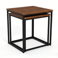 Ensemble de tables basses modernes en fer et MDF, design pliable, montage facile, rangement, construction durable pour salon, chambre, hôtel