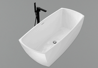 Baignoire Spa Ovale Moderne Autoportante en Acrylique Blanc avec 10 Jets, Vidange Central et Panneau de Commande pour Salle de Bain