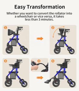 <span class=keywords><strong>Déambulateur</strong></span> robuste d'extérieur avec siège, <span class=keywords><strong>roues</strong></span> <span class=keywords><strong>tout</strong></span>-<span class=keywords><strong>terrain</strong></span> de 10 pouces, pliable, en acier, aide à la mobilité pour personnes âgées et handicapées - Product Image 5