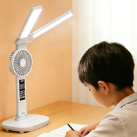 Lampe de table pliable multifonctionnelle moderne USB pour chambre à coucher, lampe de bureau pour étude avec ventilateur, commande tactile, lampe LED de table
