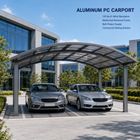 Abri de voiture commercial double en aluminium et polycarbonate, résistant au vent jusqu'à 120 km/h, pour projets en gros