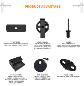 Perlengkapan Rel Geser dan Perangkat Keras Gaya Modern Tahan Air untuk Pintu Kayu, Perlengkapan Perangkat Keras Pintu Geser Gaya Barn - Product Image 6
