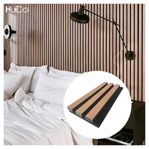 Panneau acoustique pour salle de classe et hôtel Tête de lit 3d Rainure en bois Fibre de polyester Panneaux muraux acoustiques à lattes en MDF