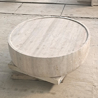 Table basse moderne minimaliste en pierre naturelle Myra Beige Travertin pour salon et salle à manger