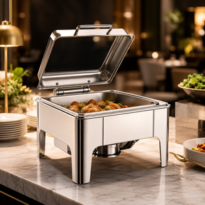 Recipiente para Calentar Comida Eléctrico de Acero Inoxidable, Cuadrado, de 6L, con Asa, para Exhibiciones de Buffet - Product Image 3