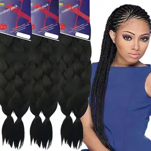 Venta al por mayor de alta calidad 2 piezas de pelo falso, 48inch180g fibra de alta temperatura extensiones de cabello trenzado yaki peluca africana