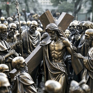 Iglesia Católica Cristiana Estatua de Bronce Décima Estación Tamaño Real Ropa de Jesús Tomada Famoso Jesús 14 Estación Escultura de Latón - Product Image 3