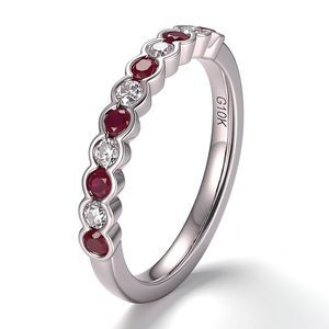 Rubinring für Damen, 10K Gold, runde Form, 2mm Rubin, maßgefertigter Schmuck für unabhängige europäische und amerikanische Online-Shops - Product Image 1