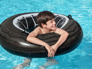 <span class=keywords><strong>Tube</strong></span> flottant d'anneau de bain de pneu de <span class=keywords><strong>roue</strong></span> gonflable en PVC adapté aux enfants avec poignées pour les activités nautiques - Product Image 3