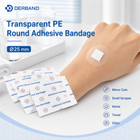 DERBAND OEM Pansement adhésif rond transparent en PE 25mm Stérile EO Emballé individuellement Imperméable Pansement ponctuel Marque privée