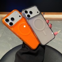 Nouvelle coque de téléphone portable magnétique mate givrée en TPU+PC avec chargement sans fil pour 17 16 15 Pro Max, antichoc, coussin d'air souple