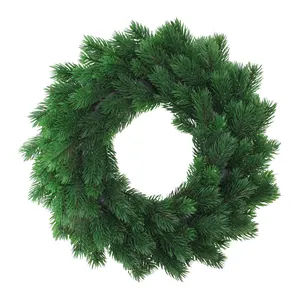 전통적인 스타일 12 인치 16 인치 화환 녹색 소나무 인공 크리스마스 화환