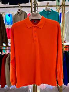 100% コットン長袖メンズポロシャツカスタムロゴ印刷刺繍無地ワーク長袖ポロシャツメンズ - Product Image 4