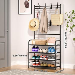 Support de rangement métallique 4 niveaux facile à assembler pour chaussures et vêtements, multi-usages pour salon, entrée, placard – Style moderne – Vente en gros - Product Image 2