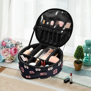 Custom Print Black Flower Design <b>Makeup</b> Bag Travel Cosmetic Train Case <b>Makeup</b> Brush Organizer Professional <b>Makeup</b> Artist Case - Product Image 6