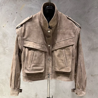 Hochwertige Schafslederjacke Echte Weiche Lederjacke Biker Wildleder Damenjacken