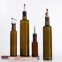 250ml bouteille vide d'huile d'olive ronde verte antique bouteille distributeur d'huile en verre