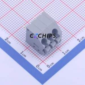 250-203 Spring Terminal Block Through hole Component (THT),P=3.5mm Connector 1x3P 3.5mm Gray 3P - Product Image 1