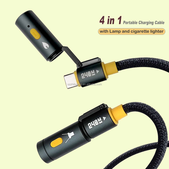 Factory Wholesale High Quality 240W Fast Charging 4-in-1 Pure Copper USB/Type-C Cable Data Transfer Light Cigarette Lighter