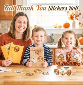 Round Paper Adhesive <b>Stickers</b> Thank You Labels For Gift Box Coffee Cup Food Container Eco-Friendly Craft Use - Product Image 2