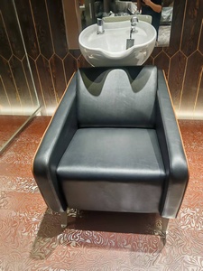 Fauteuil de lavage moderne en cuir PU avec bac en céramique, design contemporain, facile à nettoyer, mobilier de salon, usage commercial - Product Image 3