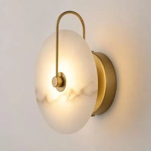 Applique murale ronde en albâtre, luminaire moderne noir, élégant et décoratif, lampe murale contemporaine pour intérieur - Product Image 2