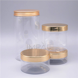 Jar Storage Plastic Storage Jar PET Big Size Gold Lid Plastic Container Jar 1000ml For Food Storage