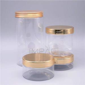 Huisdier Big Size Gold Deksel Plastic Container Jar 1000Ml Voor Voedsel Opslag