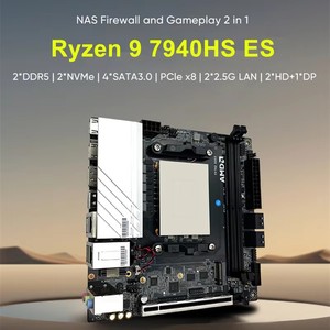 Giá rẻ AMD R9 7940hs 7 7840hs ES chơi game mini PC 2 NVMe 4 SATA3.0 1x PCIe X8 2X DDR5 2x2.5g Lan 17x17 ITX Máy tính để bàn PC Mainboard - Product Image 4