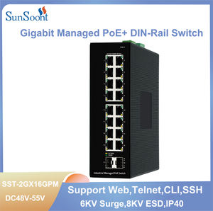 CLI (console/telnet/<span class=keywords><strong>ssh</strong></span>), เว็บ (HTTP/<span class=keywords><strong>HTTPS</strong></span>), V1 SNMP/2C/3การจัดการ16พอร์ตกิกะบิต L2สวิตช์ PoE อุตสาหกรรมที่มีการจัดการ - Product Image 1
