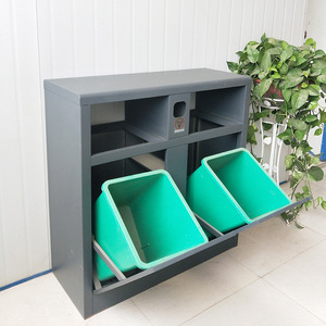 Large Outdoor Stainless Steel Trash Can L90*W33*H95cm <b>Double</b> Sided For Sanitation And Residential Use - Product Image 1