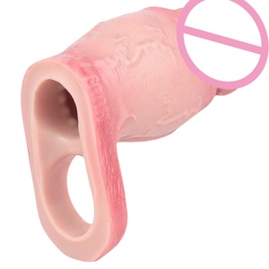 FAAK Silicone Realistic Fat Hollow <b>Dildo</b> Open-ended Large Penis Sleeve Size S M Cock Enlarger Delay Ejaculate Sex Toys for Men - Product Image 6