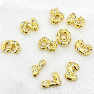 Bijoux en laiton antique, Design personnalisé, Micro pavé, cubiques en zircone, porte-bonheur, pendentif avec numéro, collier pour femmes, filles, meilleur ami - Product Image 2