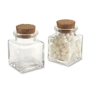 50毫升2盎司小型迷你方形形状的香料玻璃罐沙收集婚礼优惠草药婴儿淋浴玻璃罐带软木盖