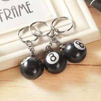 Lot de 16 Mini Porte-clés Fantaisie en Résine 25mm Billard Noir Boule 8, Pendentif Porte-bonheur pour Cadeau