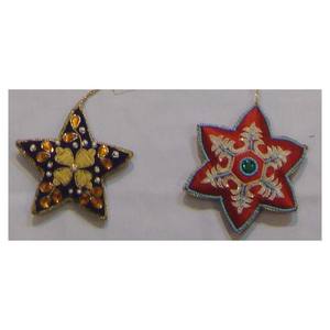 Ornement de Noël suspendu, magnifique travail de broderie, forme d'étoile, tissu de haute qualité, style chrétien - Product Image 1