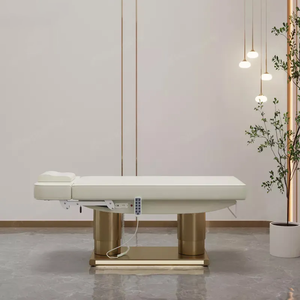 Table et lit de massage haut de gamme pour salon de beauté, base dorée, luxe, 4 moteurs, électrique, pour soins du visage et spa, avec éclairage - Product Image 2