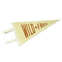 Drapeaux triangulaires en feutre non tissé, brodés avec logo, pour décoration murale, faible MOQ, vente en gros, en PU écologique