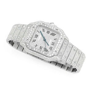 Reloj de Pulsera de Acero Inoxidable con Esfera Cuadrada de Cuarzo, Estilo Hip Hop, con Cristales, 41 mm, con Detalles de Diamantes, Joyería de Moda de Lujo Unisex, Proveedor Indio - Product Image 3