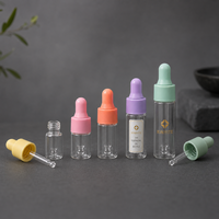 Botol Penetes Kaca Mini Transparan 1ml 2ml 3ml 5ml, Vial Minyak Atsiri Kosong dengan Bola Karet Berwarna untuk Sampel Kosmetik