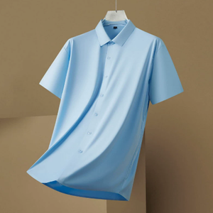 Camicia Professionale Formale Traspirante e Morbida a Mezza Manica a Righe Anti-Pilling per Uso Quotidiano Maschile - Product Image 5
