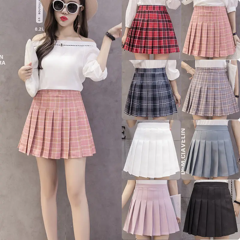 Korean High Waist Mini Skirt Women School Girls Sexy Cute Pleated Skirt with Zipper Women Summer Skirts