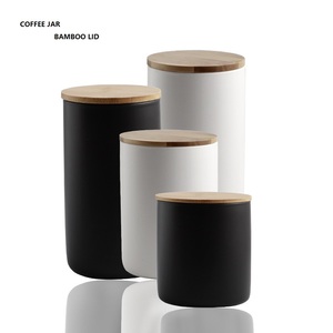 High quality Ceramic Storage Jar with Bamboo Lid white Porcelain Coffee Tea Container Ceramic Food Storage Jar with seal lid