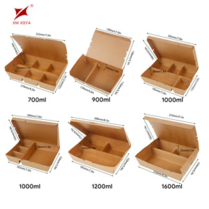 Cajas de Comida Desechables Personalizadas de Papel Kraft de Grado Alimenticio con 1/2/3/4/5 Compartimentos, Cajas para Llevar Comida, Ensaladas y Almuerzos - Product Image 2