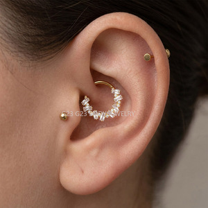Piercing de titanio ASTM F136 para nariz, oreja, labret, tragus y cuerpo, con diseño de mariposa, corazón, marquesa y circonita cúbica (CZ), tipo aro y clicker articulado - Product Image 5