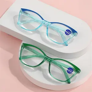 18233 קריאת משקפיים אור אנטי כחול 2024 אופנה חדשה שקוף מסגרת עין החתול בסגנון משקפיים עם עדשות לגברים ולנשים