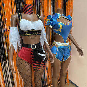 Set Costume da Pirata per Donna, Top e Pantaloncini, Uniforme Cheongsam, <span class=keywords><strong>Abbigliamento</strong></span> Sexy per Giochi <span class=keywords><strong>di</strong></span> Ruolo, <span class=keywords><strong>Halloween</strong></span>, Carnevale e Feste - Product Image 3