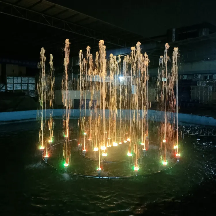 Air mancur lampu LED 304 baja tahan karat, dekorasi luar ruangan taman air mancur musik